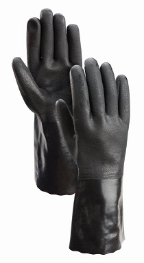 GLOVE PVC BLACK DOUBLE;DIP 12 IN SF COTTON JERS - Latex, Supported